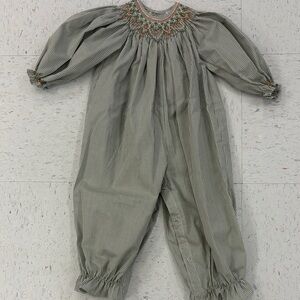 18 Month Green Checkered Smocked Jumpsuit